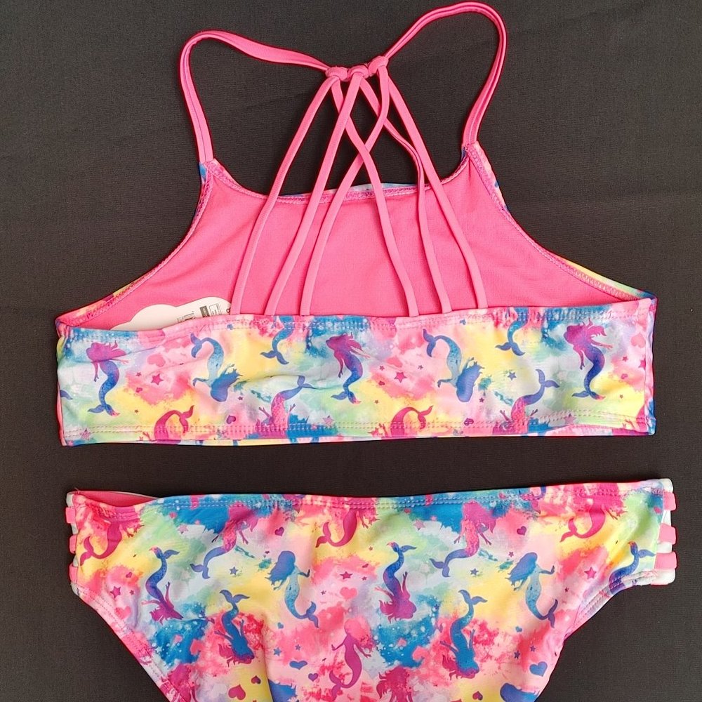 2 PIECE NEON MERMAID SIZE 18 GIRLS SWIMSUIT - Picture 2 of 5
